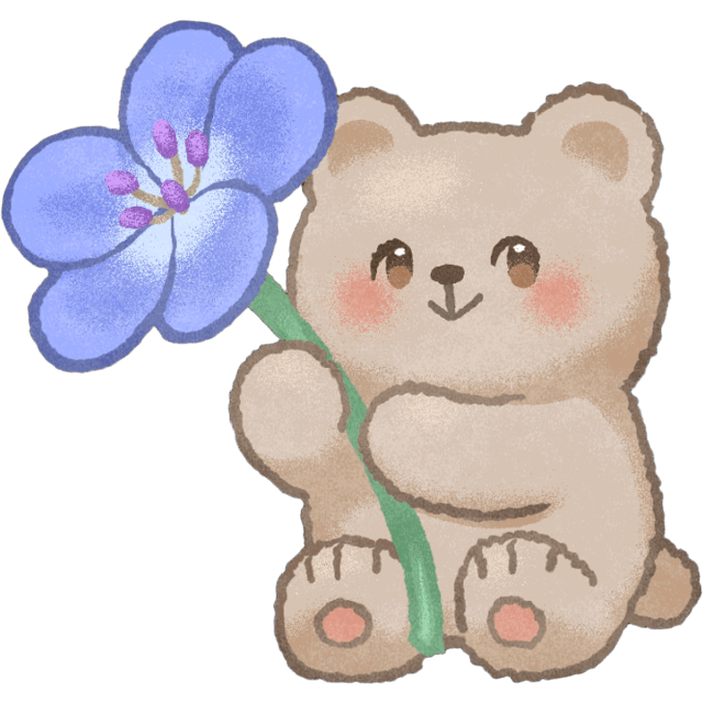 BearBlueFlower Emoji