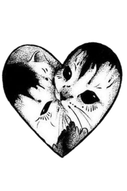 BlackWhiteCatHeart Emoji
