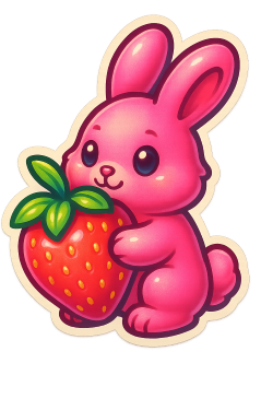 Pinkbunnyholdingstrawberry Emoji