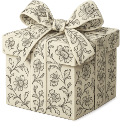 Blackwhitefloralgiftbox Emoji
