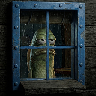 DepressedFishHd Sticker