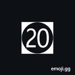 Circled Number Twenty On Black Square Symbol